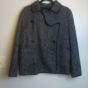 Lucky Brand‎ Tweed Blazer Women's Black and White Wool Blend Medium